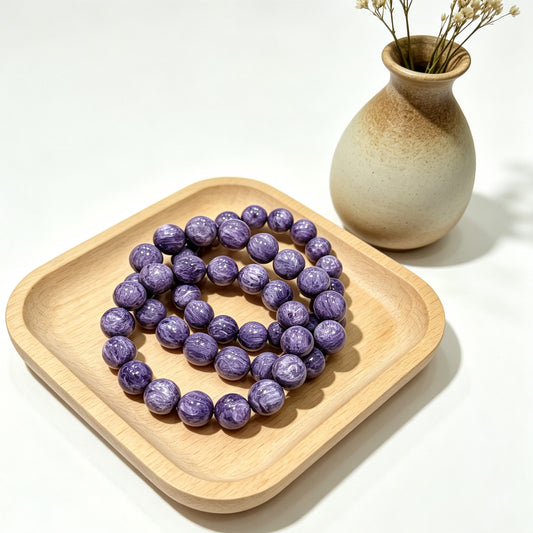 Natural Full Vein Charoite Beaded Bracelet